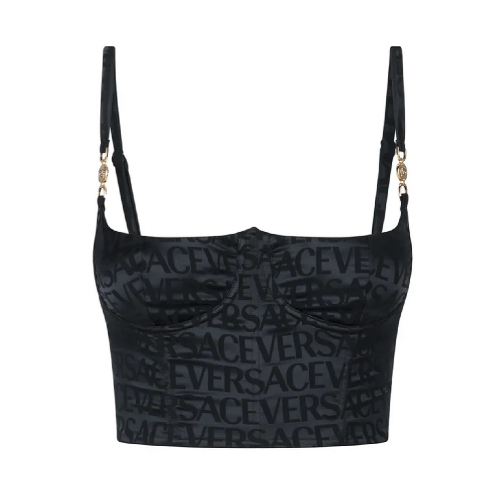 Versace Medusa Head Motif Allover Printed Bustier Top